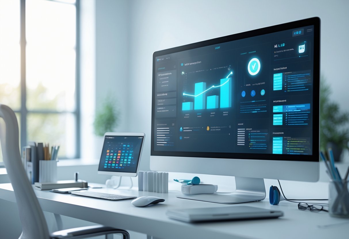 From Chaos to Calm: How AI Organizes Life Better Than Any Planner A person at a tidy desk using a computer displaying digital planning tools, surrounded by organized office supplies in a bright, calm room.